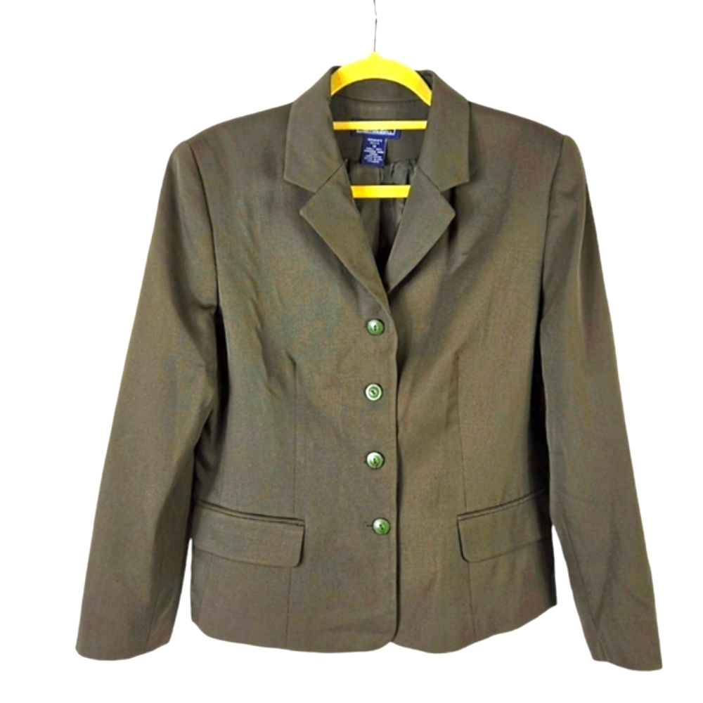 Lands End Worsted Wool Blend Green Preppy Blazer